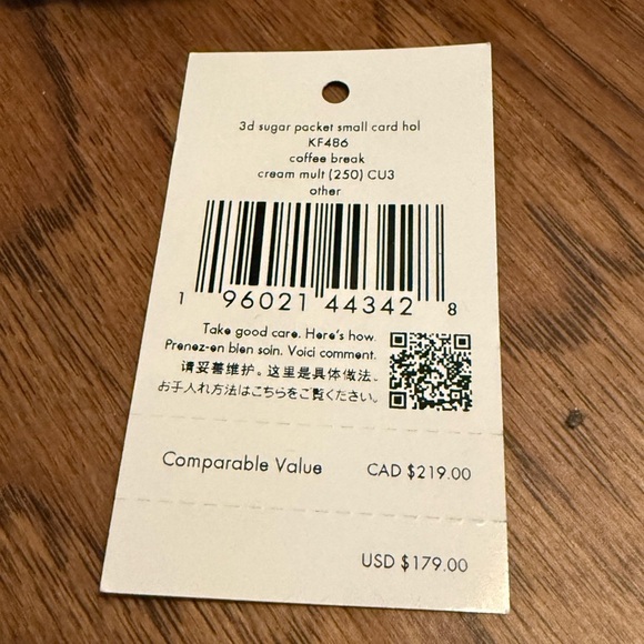 New  - Kate Spade: Coffee Break 3D Sugar Packet Small Card Holder - Picture 3 of 8